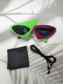 Roy Purdy 风格绿色三角形太阳镜，趣味新奇眼镜，适合音乐节、生日、复活节、礼物、玩具、新品、情侣装、角色扮演 - 彩色 - 查看 8