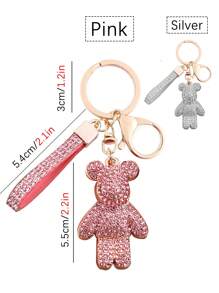 1pc Creative New Rhinestone Violent Bear Bag Charm Keychain Bling Keychain Accessory Elegant & Delicate Design Suitable As Backpack Ornament Or Gift For Women