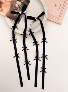 2pcs Elegant Bow Ribbon Hair Clips, Y2K Ballet Ribbon Hairpins, Sophisticated Lady Accessories Suitable For Any Occasion