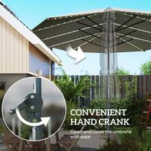 15ft Patio Umbrella Solar Lights UPF50+ Outdoor Umbrella - 深灰色 - 查看 4