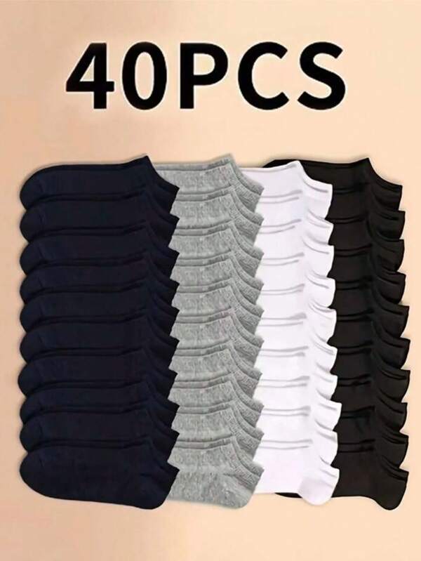 10/20/30/40 paires de chaussettes d'été de couleur unie, souples, légères, à col bas, casual, respirantes et à tige basse invisible