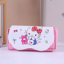 Sanrio 1pc Sanrio Large Capacity Cloud-Shaped Dual-Layer Pencil Case, Kuromi & Hello Kitty Design, Cute Girls Pencil Pouch,Back To School,School Supplies,Pencil Pouch,School Bag