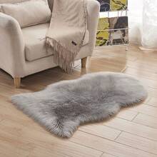 Carpet Non Slip Fluffy Shaggy Soft Rugs Sheepskin Rug Bedroom Mats Faux Fur - Grey - View 4