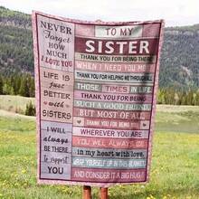 Cozy Vintage-Inspired Sister Appreciation Flannel Throw Blanket - Heartfelt Pattern, All-Season Comfort With Inspirational Message, Perfect Gift For Sibling Bonding - Nhiều màu - Xem 2
