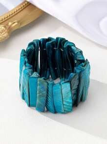 1 pieza Brazalete elástico de material de concha natural con estilo de moda europeo-americano, para uso diario