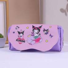 Sanrio 1pc Sanrio Large Capacity Cloud-Shaped Dual-Layer Pencil Case, Kuromi & Hello Kitty Design, Cute Girls Pencil Pouch,Back To School,School Supplies,Pencil Pouch,School Bag
