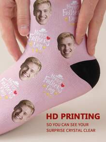 1 paire de chaussettes mi-longues personnalisées pour hommes, avec n'importe quel visage imprimé dessus. Chaussettes personnalisées avec photos, chaussettes moyennes et longues amusantes et personnalisées, convenant pour des occasions telles que la Saint-Valentin