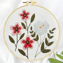 Kit de bordado floral que incluye aro de bordado, aguja, hilo, juego de herramientas de tijeras. Paquete de material de manualidades con tema de paisaje de plantas verdes, regalo de artesanía y decoración del hogar