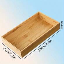 1pc Bamboo & Wood Natural Color Multipurpose Vanity Tray, Organizer For Bathroom Counter, Dresser, Keys, Watch, Decorative Tabletop Tray, Minimalist Nordic Style Jewelry Storage Tray, Suitable For Bathroom, Kitchen, Bedroom, Living Room, Office, Kids Room Back To School Bathroom Accessories
