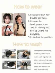 SHDanrtsey 假发辫子女生高中双马尾网红灯笼泡泡辫麻花辫假发绑带拳击辫假发 - 彩色 - 查看 8