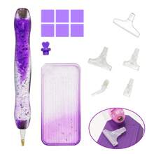 1Set Replacement Nibs For New Design Curve Pens Suitable For 5D Diamond Painting - DIY Art Paint Brush Kit With 6 Replaceable Plastic Heads And Glue, Perfectly Suited Resin Pen Tips Ideal For Dotting Drillers, Great For DIY Arts Projects & Nail Art Accessories