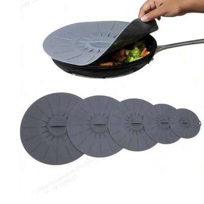 5pcs Silicone Bowl Lids Set, Heat Resistant Microwave Cover, Various Sizes Reusable Silicone Suction Lids For Gifts, Fits Bowls, Cups, Plates, Pots, Pans-Microwave Splatter Covers StoveTop, Kitchen Stuff