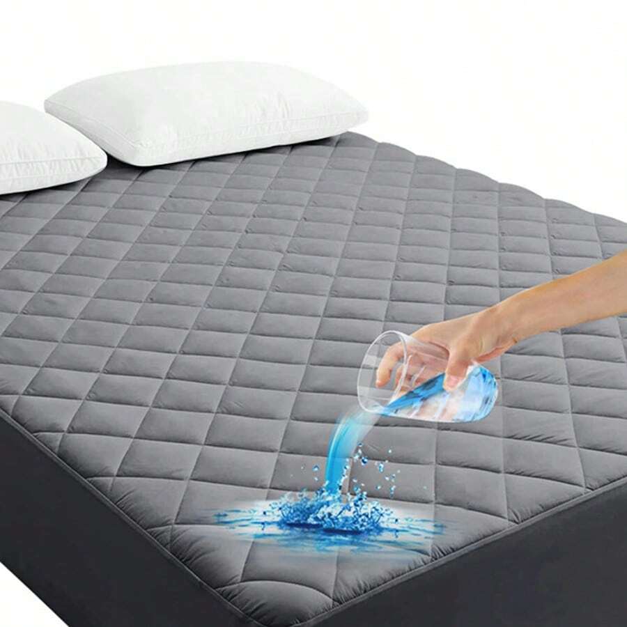 1 Pieza Cubre Colchón Impermeable de 3Capas(Sin Funda de Alohada)Protección Completa Transpirable,Antideslizante y Fácil de Lavar Ideal para Hogares y Alojamientos para Colchón Individual Matrimonial Queen King,Color Gris