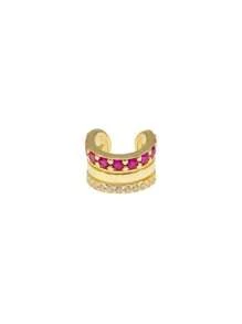 1pc Fashionable Personalized Geometric C-Shaped 18K Gold Plated Zirconia Ear Clip Ear Bone Clip