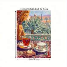 1 pièce Affiche canevas de thé arabe vintage, art déco classique sans cadre, impression murale à l'encre, convient pour le salon, la chambre à coucher, le bureau à domicile, la cuisine, la salle à manger, la décoration intérieure et extérieure