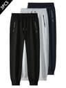 3 paquets de pantalons de jogging décontractés pour hommes - pantalons de survêtement ample avec poches zippées, bord-côte élastique et cordon de serrage, pantalons de détente légers pour la détente à l'intérieur, le jogging à l'extérieur, l'entraînement en salle de sport et le port quotidien