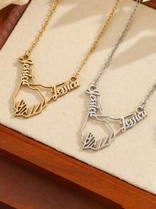 1pc Personalized Custom Name Content Hand In Hand Hollow Pendant Necklace Boy Girl Stainless Steel Jewelry Valentine's Lover Gift