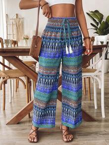 Quần dài in họa tiết thời trang thường ngày dành cho nữ, quần ống rộng mùa xuân. - Nhiều màu 2 - Xem 4