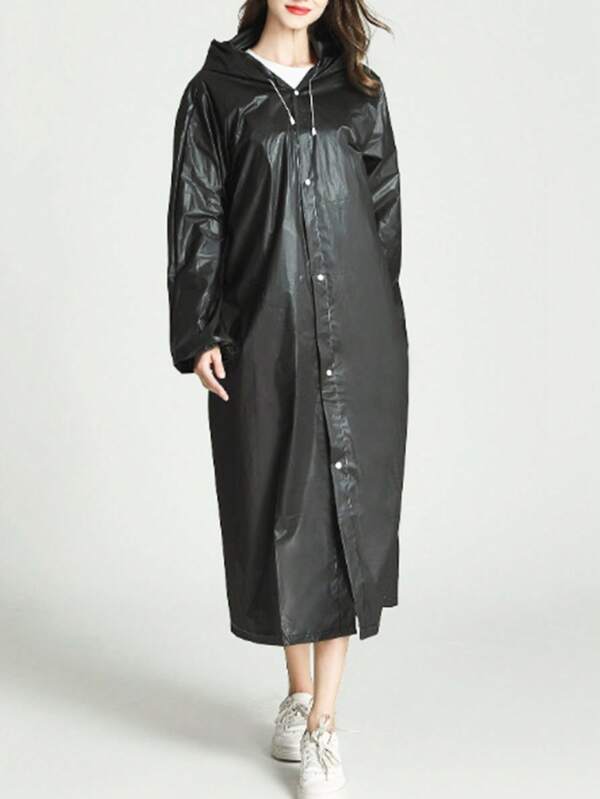 1pc Unisex Long EVA Raincoat, Thickened Waterproof Rainwear, Hooded Raincoat For Men & Women, Waterproof, Windproof, Quick-Drying, Breathable - Ideal For Cycling, Hiking, And Outdoor Adventures