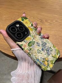 花朵 1 件复古蓝色花卉图案纹理软皮手机壳适用于 Apple 15/15PLUS/15PRO/15PROMAX 和手机，防摔 - 彩色 - 查看 5