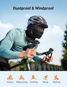 AstroAI - Pasamontañas de verano para hombre, mujer, protección UV, antipolvo, transpirable, para hombre y mujer - Negro - - Ver 10