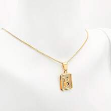 Women's Letter Chain Necklace A-Z Letters Name Pendant 18k Gold Plated And 925 Silver - 金色 - 查看 5
