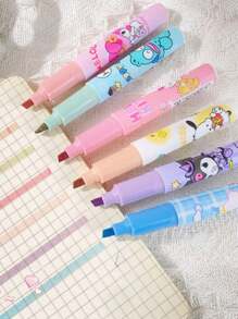 Sanrio Evidenziatori fluorescenti cartoni animati mini super carini, penne colorate per segnare agende e quaderni per studenti, forniture scolastiche, articoli per il ritorno a scuola