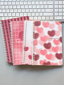 Set de 4 cuadernos espirales A5, con portadas de dibujos animados lindos, 60 páginas rayadas, patrones aleatorios - Multicolor - Ver 1