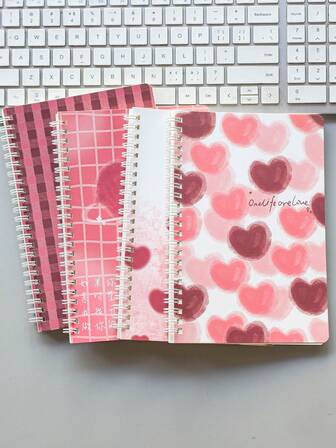 4 قطع مجموعة دفتر ملاحظات حلزوني A5 بغلاف كرتوني لطيف ،60 صفحة مسطرة بنقش عشوائي