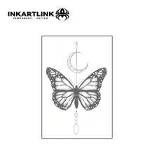 INKARTLINK 3 件蝴蝶和新月临时纹身 | 极简主义深色风格锁骨纹身 | 防水 14 天 | 适用于手腕和脚踝 - 黑色 - 查看 4