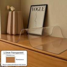 1pc Vinyl Table Mat Protector, 1.5mm Thick, Semi-Transparent, Stain-Resistant, Waterproof, Solid Color, Non-Textile, For Dining, Coffee Tables, Desks - Thanksgiving Decor