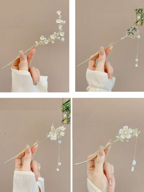1pc Chinese Retro Flower Hairpin, Modern High-End Hair Accessory, Hanfu Hair Decoration For Women