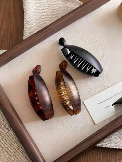 3pcs/1pc Leopard Caramel Color Oversized Banana Hair Claw Clip, Suitable For Thick Hair, Fashionable And Chic, Suitable For Daily Wear, Travel, Photography, Decorative Accessories, Halloween High Ponytail Banana Hair Clip, Women's Traceless Hair Clip, Back Of The Head Clip, Elegant Vertical