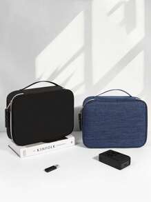 1pc Digital Storage Bag Camera Data Cable Usb Data Pack Large Capacity Password Lock Anti-Theft Travel Bag, Travel Portable Portable Lightweight Travel Supplies, Three Colors Optional, Meet Storage Needs, Hook And Loop Partitions Free Separation Flexible Combination Reasonable Use Of Internal Space, Suitable For Daily Use