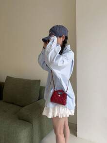 New Quilted Mini Handbag, Contrast Color Small Crossbody Bag, Lipstick Clutch, Evening Mini Bag - A - View 5