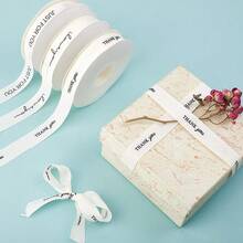 2CM*35Yards/Roll Thank You Decorative Satin Ribbon Featuring A Cream-Colored Birthday Cake Ribbon For Gift Box Wrapping, Suitable For Valentine'S Day Bouquet Wrapping And Rose Packaging Suitable For Birthdays, Weddings, Bachelorette Parties, Birthday Decorations, Graduations, Parties, Gift Boxes. Suitable For Women's Birthday Gifts, Mother's Day, Christmas, Halloween, St. Patrick's Day, Thanksgiving,Valentine's Day, And Teacher's Day. - White - View 11