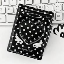1 Stück süßer Polka Punkt Engel Fotokarten Halter, KPOP Photokarten Ordner mit Herz Ausschnitt Abdeckung, geeignet für 3-3,5 Zoll Fotos, Idol Album Photocard Anzeige und Aufbewahrung, Schulmaterial