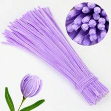 Paquete de valor de 100 piezas de limpiapipas de tela flexible de colores surtidos para suministros de manualidades y decoraciones caseras, juego de torsión con dos opciones de color, kits de flores de limpiapipas