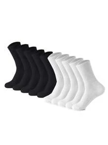 5 Pairs Of Black And White Thick Men's And Women's Winter Socks, Fashionable, Casual, Comfortable, Breathable, Odor Proof, Outdoor Sports, Running, Fitness, Compression Knee Socks, Black And White High Tube Socks For Business And Leisure Vacations