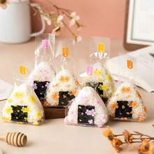 1套/100个可爱米饭和蔬菜卷包装袋，可爱樱桃卡通三角寿司袋，便当配件和寿司制作模具