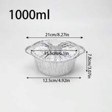 5/12/24pcs 1000ml/2500ml Disposable Aluminum Pot With Lid, Round Foil Plate, Disposable Cookware, Vacation Food Container, Camping Baking Heating Cooking Tool, Suitable For Kitchen, Outdoor, Travel, Vacation, Convenient Disposable Food Heating Container