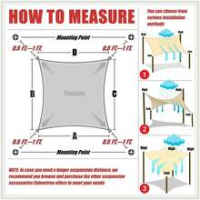 COLOURTREE Sun Shade Sail 10 'x 13' Rectangle Mounting Kit 90 GSM Beige - - 1 - View 2