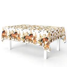 3 Stücke/Set 108*180CM Einweg-Tischdecke, wasserabweisend und ölbeständiges PE-Material, Personalisiertes Wildwest-Cowboy-Thema, geeignet für Themenfeiern und tägliche Dekoration, kann als Hintergrund oder Picknick-Matte verwendet werden