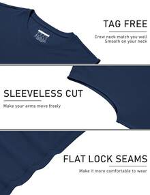 FASBUCO Men's Sleeveless Shirts Quick Dry Tank Tops For Men Sun Protection UPF 50+ Athletic Gym Workout Muscle Shirts - Navy Blue - View 7