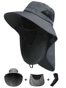 太阳帽，Armis UPF 50 宽边帽 - - 防晒，防水宽边渔夫帽，可打包宽边帽，适合钓鱼、徒步旅行、园艺、海滩、渔夫帽、海滩和徒步旅行帽、划船、划船、皮划艇帽 - 帽子+臂袖 - 查看 11