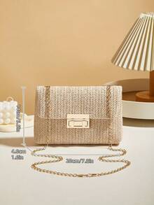 Fashionable Solid Color Woven Crossbody Bag, Versatile For Women'S Daily Use