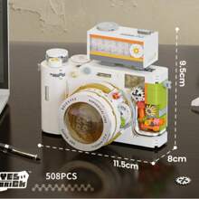Vivid And Durable ABS Material Vintage Camera Building Block Assembled Model Kit, Retro Dual-Sided Nostalgic Camera Model Blocks, Creative Desktop Decor, Suitable For Boy Girl Birthday Gifts, Thanksgiving, Festivals, Home Decor, No Electricity Required