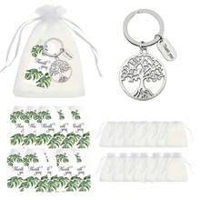 [Llavero de árbol de la vida - Regalo] Juego de 60 piezas Llavero de árbol de la vida - Llaveros de metal hueco - 20 bolsas de organza, 20 tarjetas de graduación, Acción de Gracias, Aprecio al maestro Gracias Decoraciones navideñas para el hogar Regalos de Navidad Decoración navideña