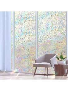 1. PC Privacy Window Glass Film, Solid Color Background Rainbow Crescent Fragment Decorative Glass Film, Electrostatic Adsorption Easy To Install Adhesive Free Removable Glass Film, Bedroom Bathroom Door And Window Glass Film, Suitable For Home, Home Bathroom Object Kitchen Study, Master Bedroom Room Office, Electrostatic Adsorption Application, Enhances Privacy Through Light Filtering