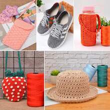 2.5mm X 218yards Flat Polyester Ribbon Yarn For Knitting & Crochet, Polypropylene Tassel Cord For Sun Hats, Bags, Wallets, Shoes, Mats, DIY Crafts, Decoration Projects - Multicolor - View 6